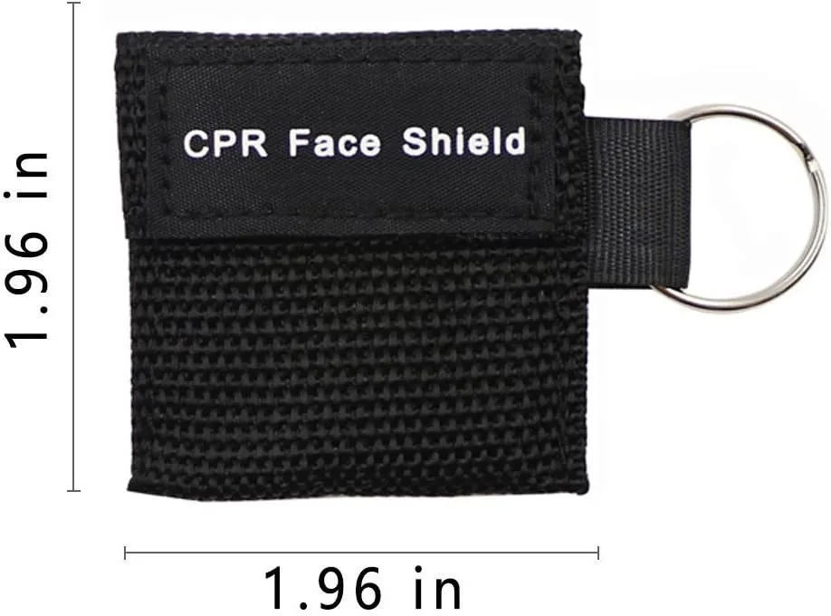 20pcs CPR Face Shield Mask Keychain Ring Emergency Kit CPR Face Shields for First Aid or CPR Training (Black-20)