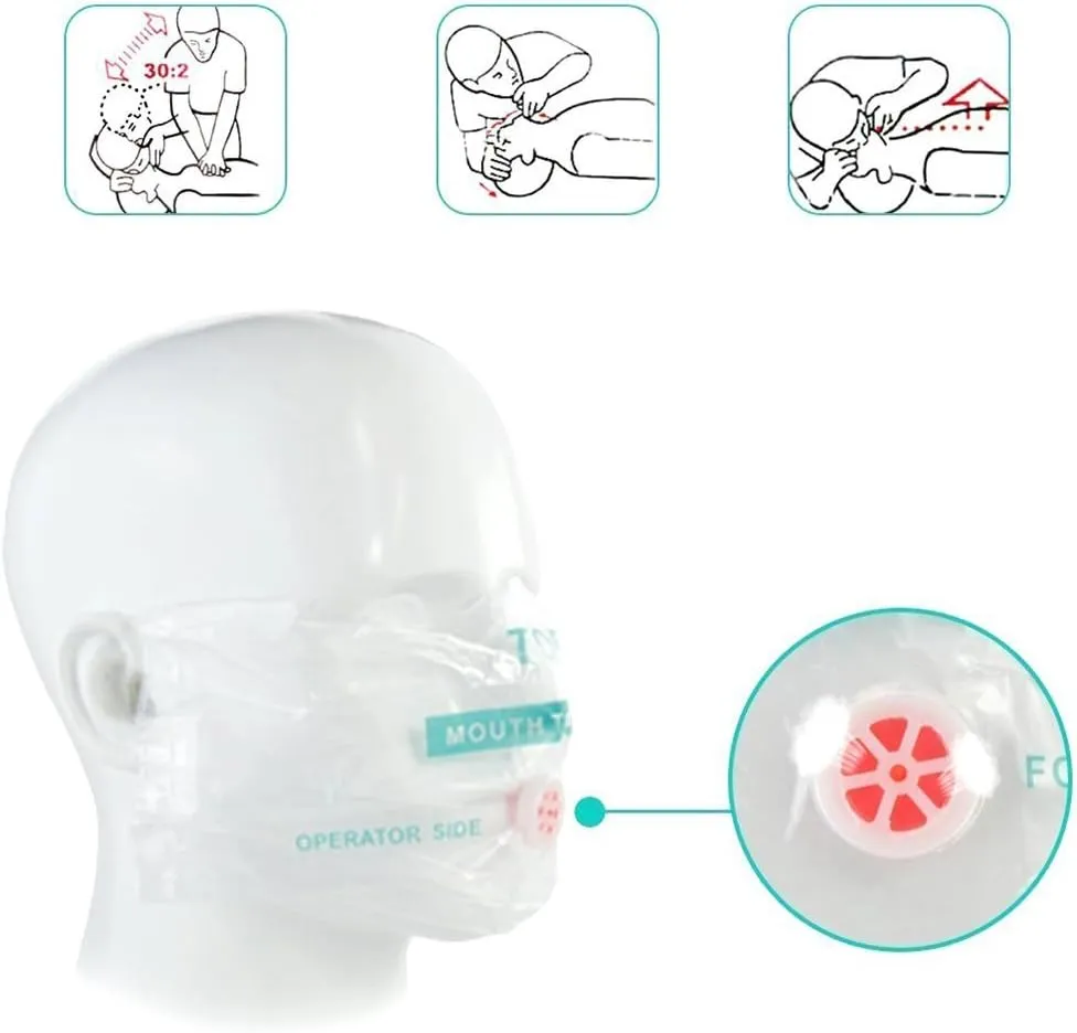20pcs CPR Face Shield Mask Keychain Ring Emergency Kit CPR Face Shields for First Aid or CPR Training (Black-20)