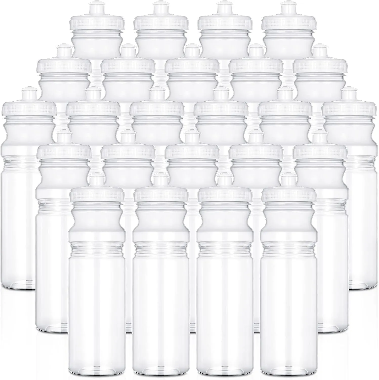 24 Pack 25 Oz Sports Water Bottles Blank Water Bottles Plastic Reusable Water Bottles, Pull Top Leakproof Drink Spout for DIY Customization Fitness Hiking Cycling Gym Workout Business