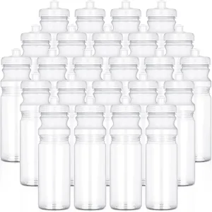 24 Pack 25 Oz Sports Water Bottles Blank Water Bottles Plastic Reusable Water Bottles, Pull Top Leakproof Drink Spout for DIY Customization Fitness Hiking Cycling Gym Workout Business