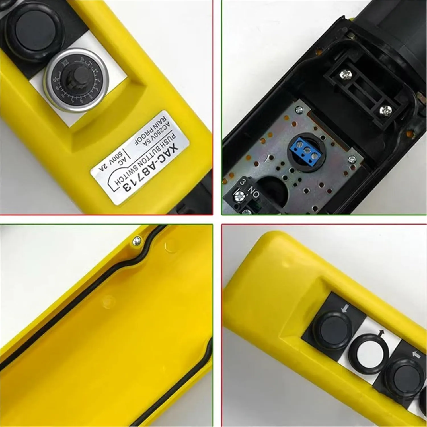 2/4/6/8 Pushbuttons Double Speed Hoist Crane Pendant Control Stations with Emergency Stop for Circuits Double Insulated(C)