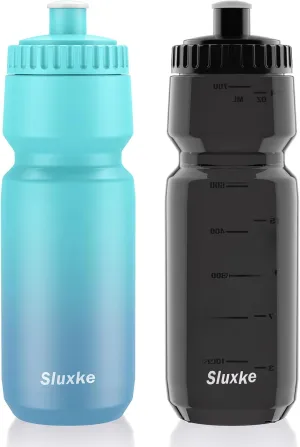 24oz Cycling Water Bottle 2Pack, 720ml Sports Squeeze Bicycle Bottle BPA Free, Lightweight Fits Most Bike Cages
