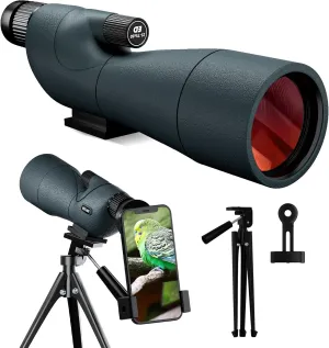 25-75X60 Spotting Scope for Shooting Hunting - Spotter Scopes with Tripod Phone Adapter Waterproof HD Scope for Target Shooting Bird Watching