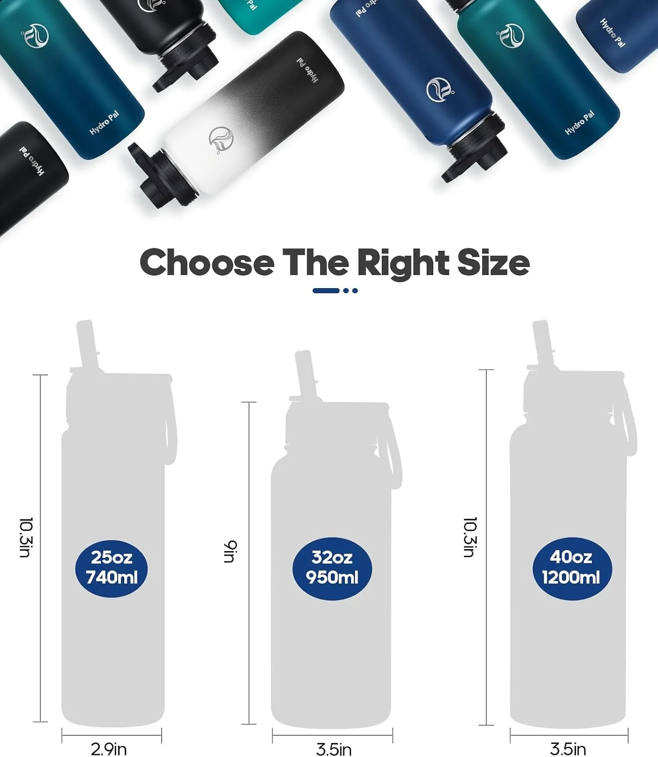 25oz Insulated Water Bottles with 2 Leak Proof Lids(Spout Lid and Straw Lid), Wide Mouth Sport Water Bottle with Straw, Stainless Steel Powder-Coated Water Flask, Double Walled Vacuum Thermos