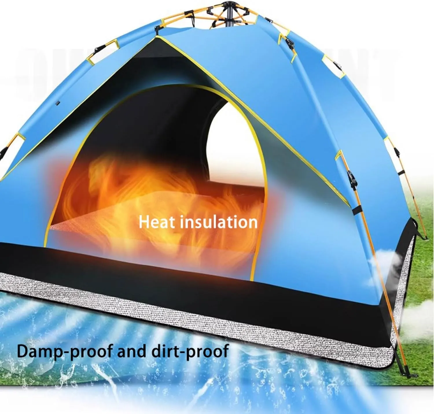 2m×2m Waterproof Foil Camping Mat, Aluminum Film Sleeping Mat, Foam Aluminium Insulating Mat for Traveling & Outdoor Activities, Double-Sided Foil Tent Pad with Storage Bag, 7mm Thick