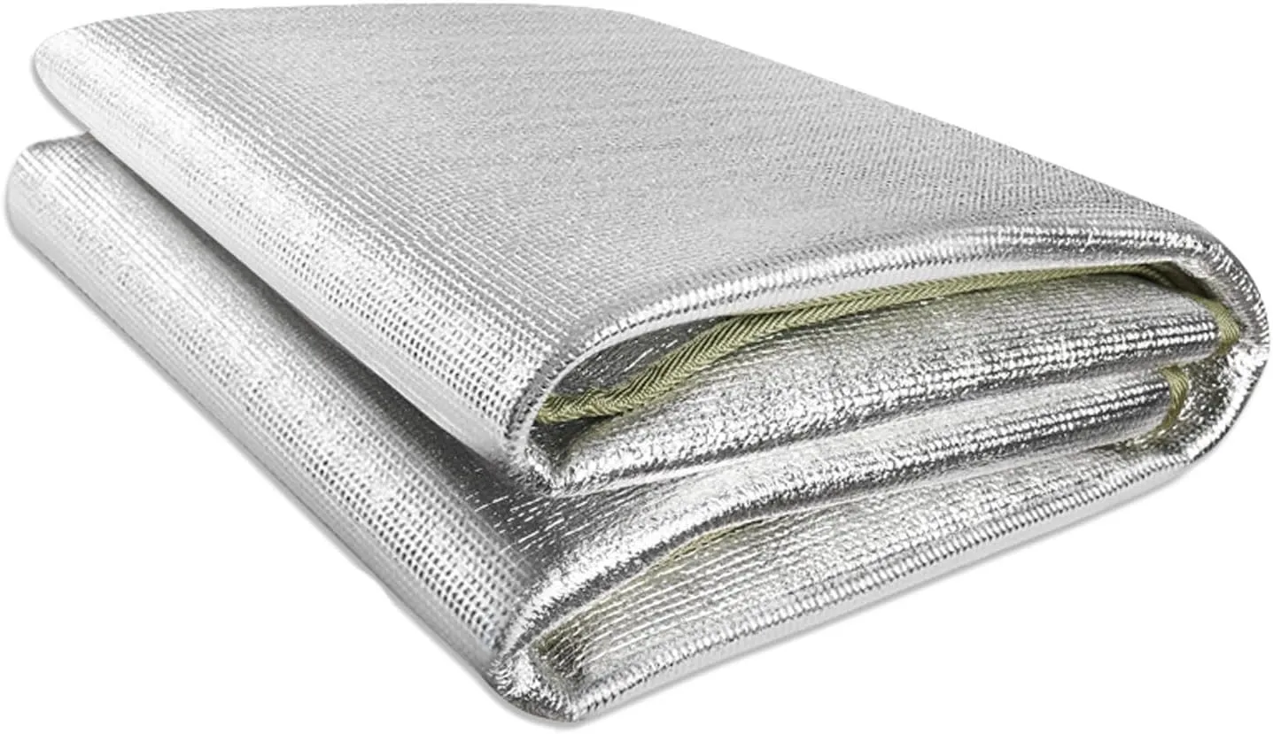 2m×2m Waterproof Foil Camping Mat, Aluminum Film Sleeping Mat, Foam Aluminium Insulating Mat for Traveling & Outdoor Activities, Double-Sided Foil Tent Pad with Storage Bag, 7mm Thick