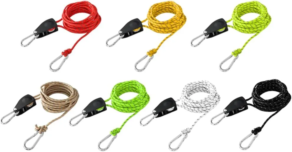 2Pack 5m Reflective Guyline Solid Braid Nylon Camping Rope with Adjustable Lifting Pulley Lanyard,5mm Camping Rope Cord Utility Tent Accessory for Outdoor Travel,Hiking,Backpacking