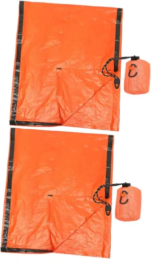 2pcs Adult Emergency Lightweight Pe Bivy Sack with Drawstring Storage for Camping Hiking and Outdoor Survival Activities