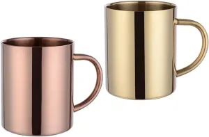 2pcs Double Mug Plated Insulated Travel Cups for Hot Cold Drinks Ergonomic Handle for Camping Outdoor Activities and Daily Use