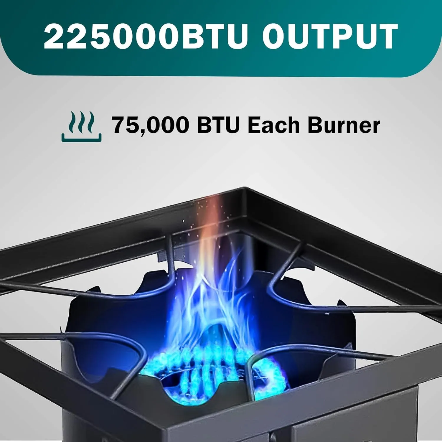 3 Burner Propane Stove, 225,000BTU Outdoor Gas Stove with 0-20 PSI Adjustable Regulator and 4ft Hose, Propane Burners for Outdoor Cooking Patio Backyard Camping with Detachable Stand Legs