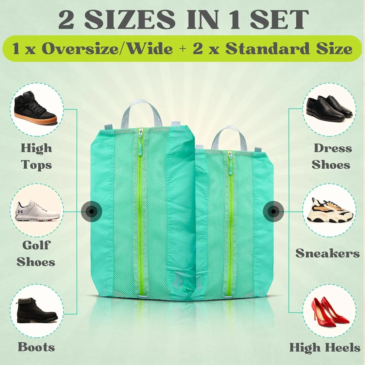 3 Pack Ultralight Shoe Bags for Travel Set, Extra Large Shoe Packing Cubes Portable Pouch with Zipper