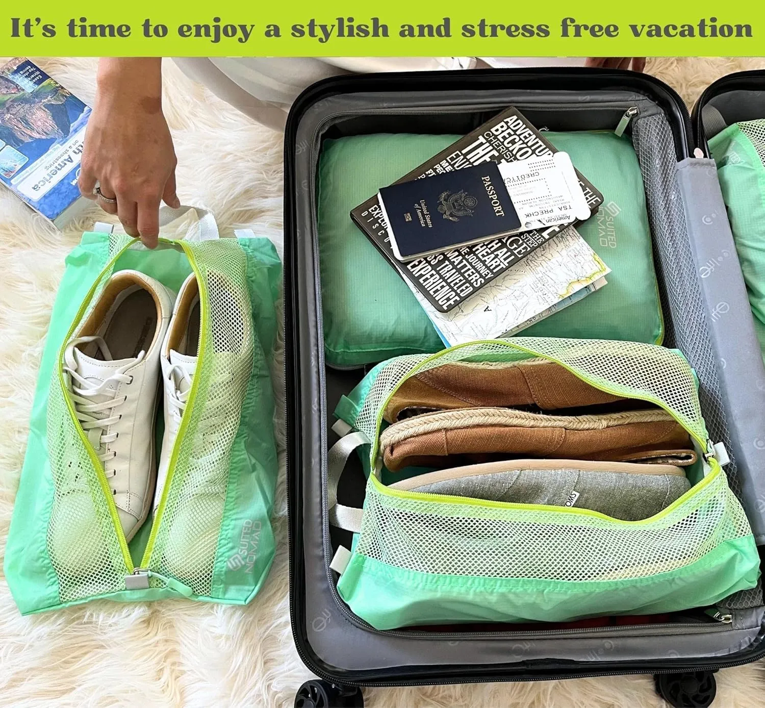 3 Pack Ultralight Shoe Bags for Travel Set, Extra Large Shoe Packing Cubes Portable Pouch with Zipper