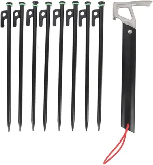30cm Tent Stakes, Multiuse Tent Camping Stakes with 4mm Outdoor Guy Lines, Ground Stakes Tent Spikes for Camping Patio, Garden, Canopies (Khaki)