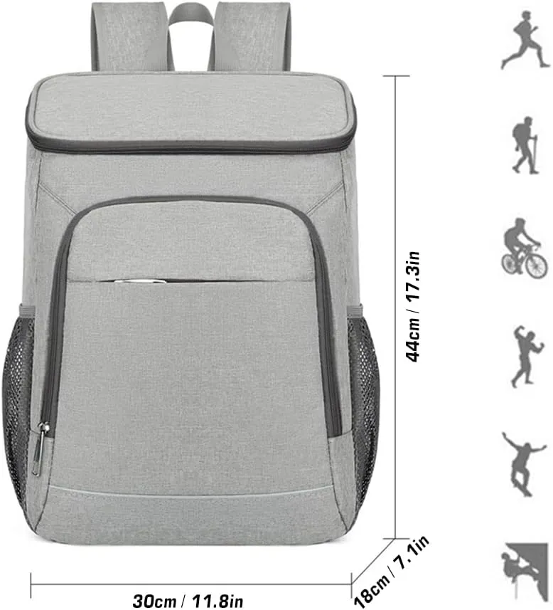 30L Cooler Backpack Leakproof Insulated Lunch Bag for Outdoor Camping Hiking Picnics Beach, Standard, Black