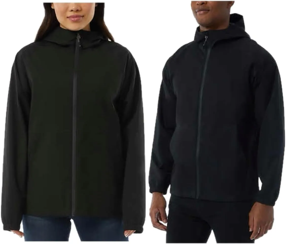 32º DEGREES 32 Degrees Lightweight UV Protection Waterproof Unisex Rain Jacket - Pack of 1 (US, Alpha, Medium, Regular, Regular, Black)