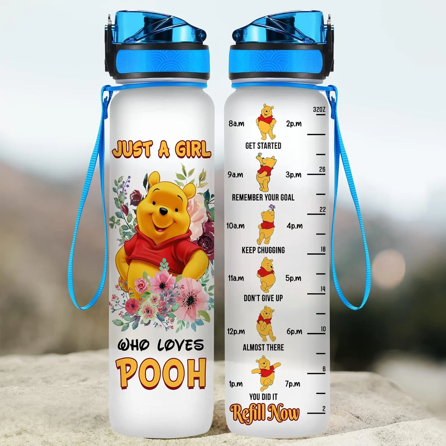 32 Oz Water Track Bottle, Just A Girl Water Bottle With Time Marker, Bear Motivational Insulated Water Bottle, Gifts For Family Friend