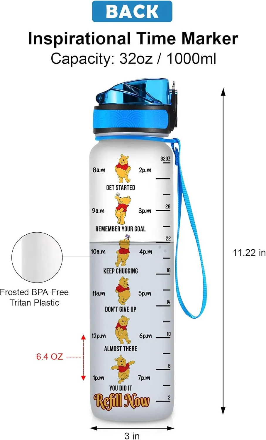 32 Oz Water Track Bottle, Just A Girl Water Bottle With Time Marker, Bear Motivational Insulated Water Bottle, Gifts For Family Friend
