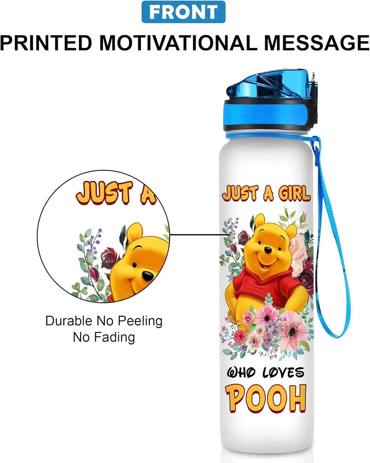 32 Oz Water Track Bottle, Just A Girl Water Bottle With Time Marker, Bear Motivational Insulated Water Bottle, Gifts For Family Friend