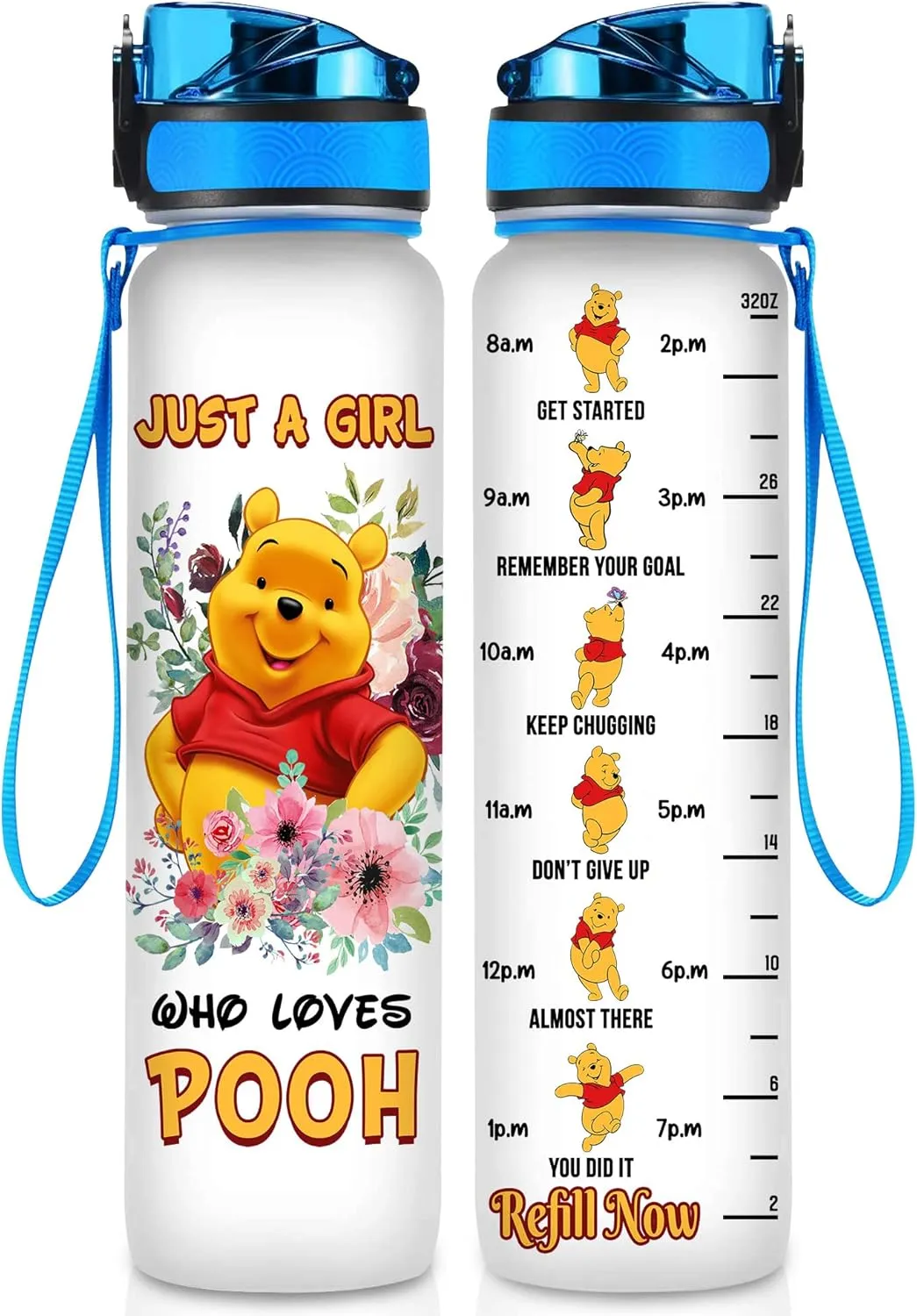 32 Oz Water Track Bottle, Just A Girl Water Bottle With Time Marker, Bear Motivational Insulated Water Bottle, Gifts For Family Friend