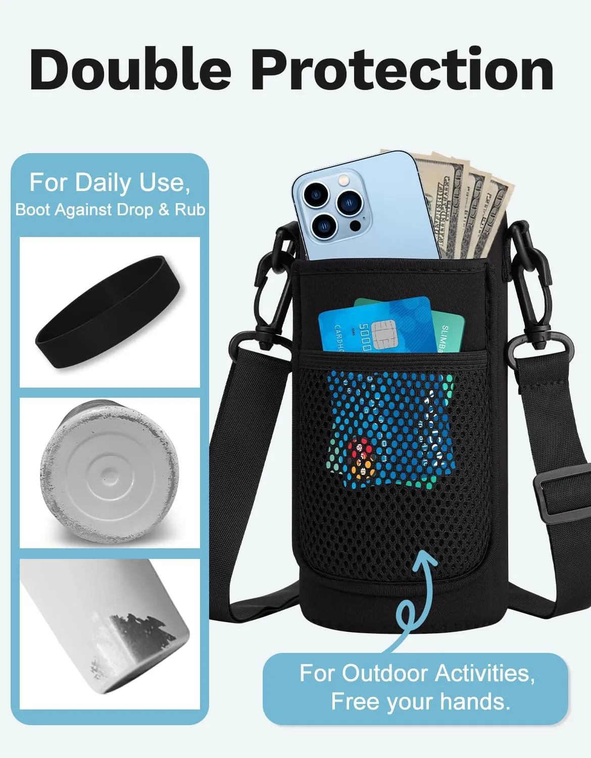 32/40/64/128oz Water Bottle with Straw Auto Spout Lid Keep Cold 48h, Insulated Thermos Water Bottles 32 oz with Strap Carrier, Protective Boot & Paracord Handle