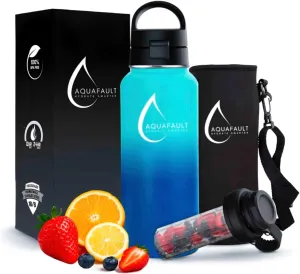 32oz Stainless Steel Fruit Infuser Water Bottle – BPA-Free, Leak-Proof, Easy to Clean, Reusable Sports Bottle for Gym, Travel & Outdoor Use (Black, Ocean Blue, Flamingo Pink)