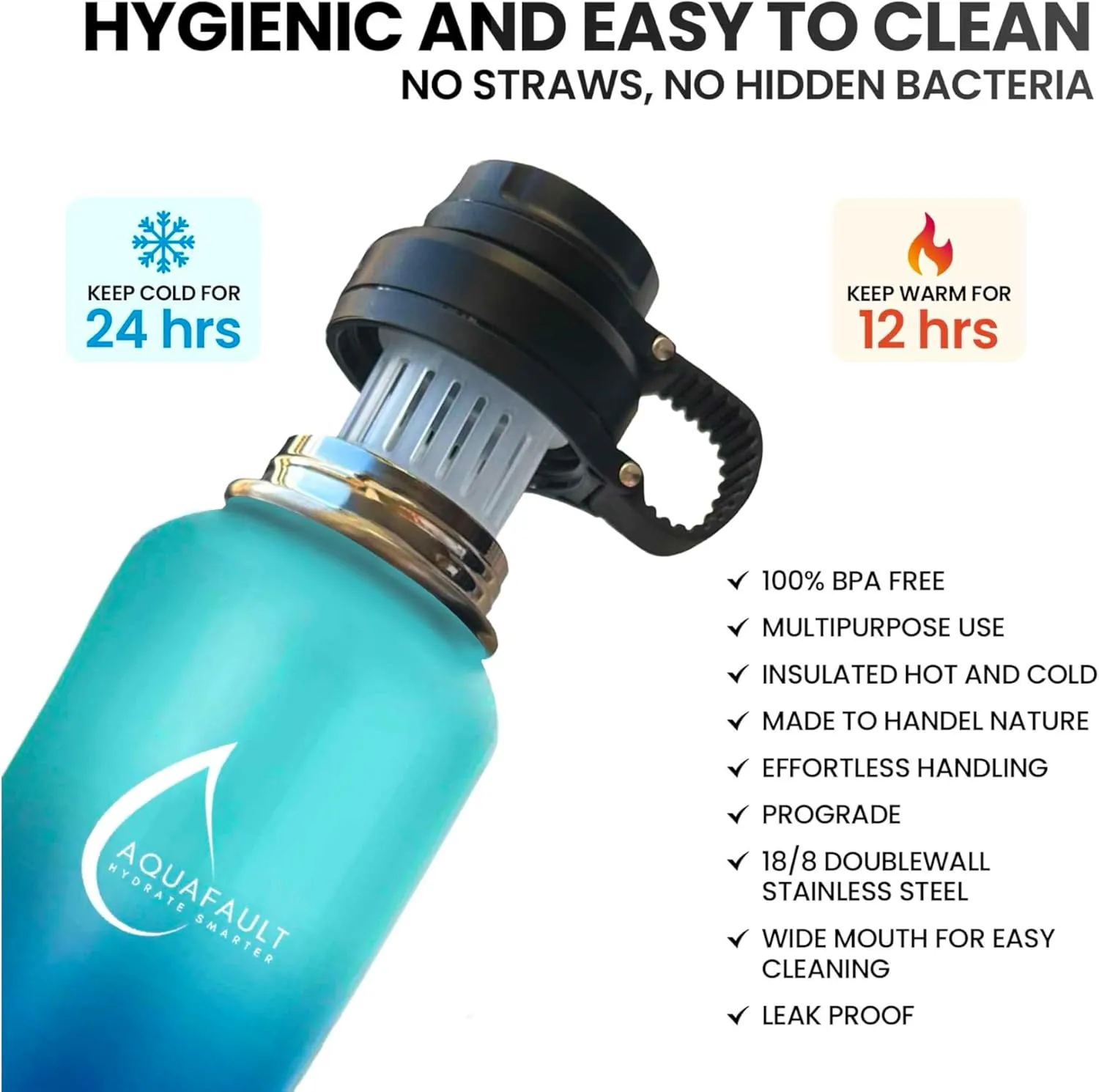 32oz Stainless Steel Fruit Infuser Water Bottle – BPA-Free, Leak-Proof, Easy to Clean, Reusable Sports Bottle for Gym, Travel & Outdoor Use (Black, Ocean Blue, Flamingo Pink)