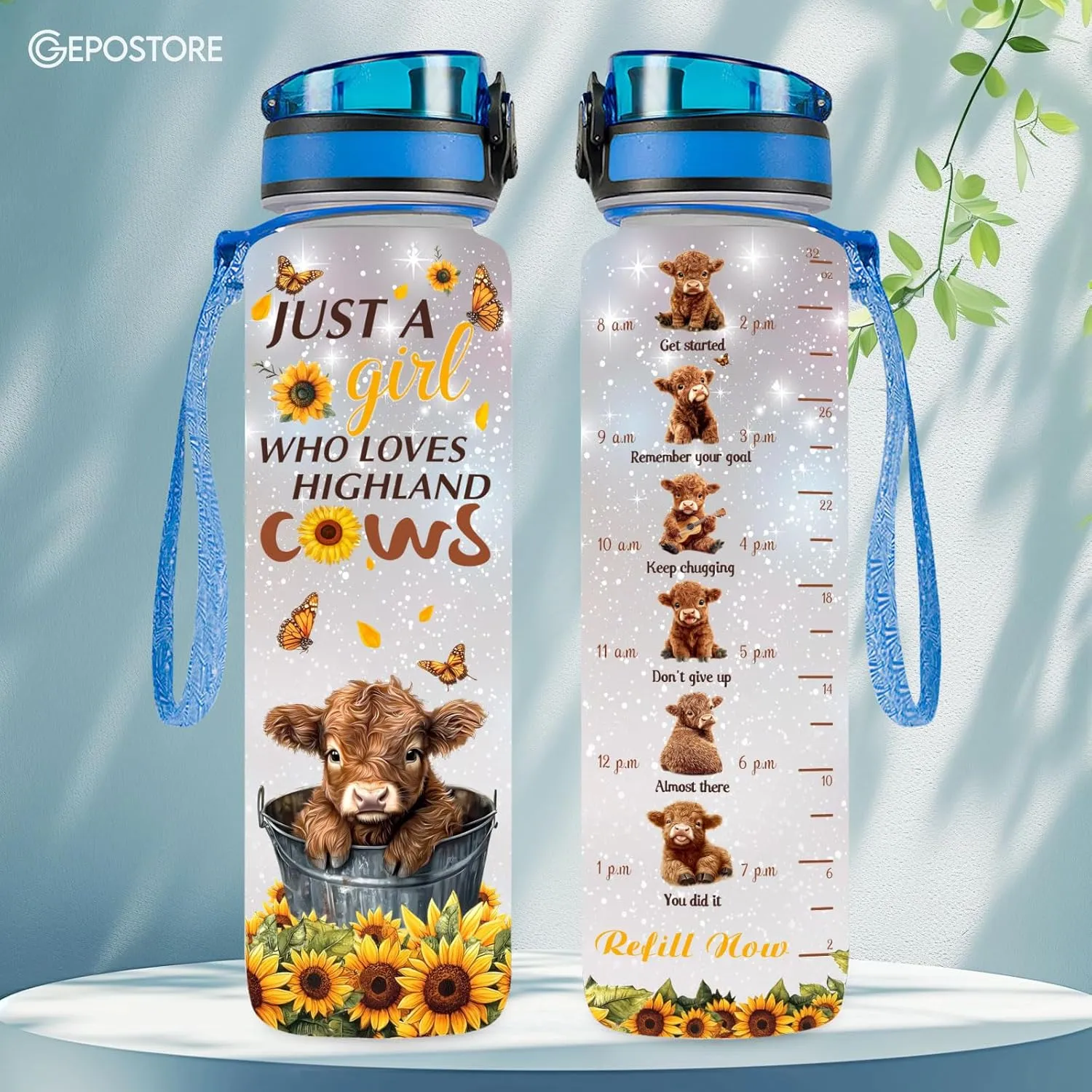 32oz Water Track Bottle, Remember To Drink Water Bottle, Bottle With Time Marker, Cow Motivational Insulated Water Bottle, Gifts For Family Friend, Birthday Gifts