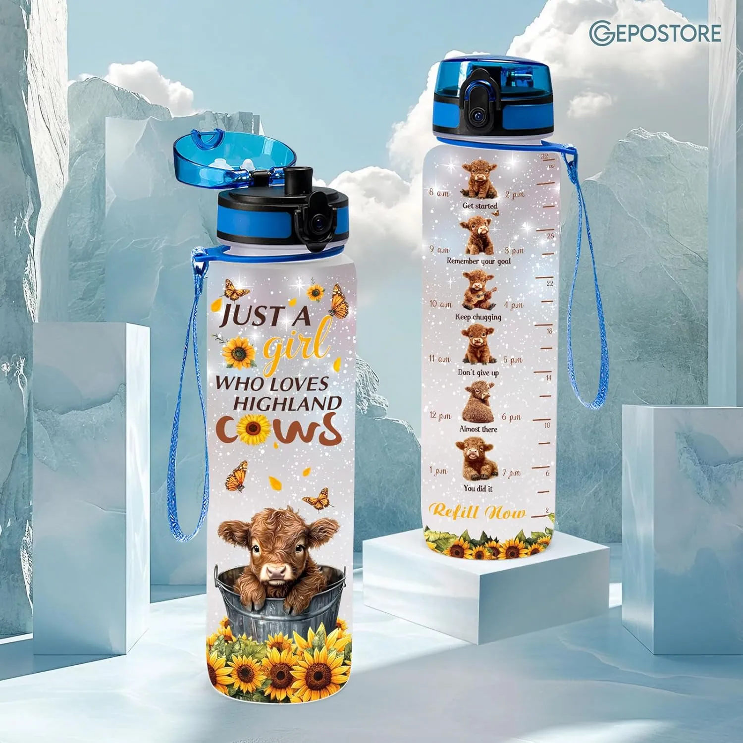 32oz Water Track Bottle, Remember To Drink Water Bottle, Bottle With Time Marker, Cow Motivational Insulated Water Bottle, Gifts For Family Friend, Birthday Gifts