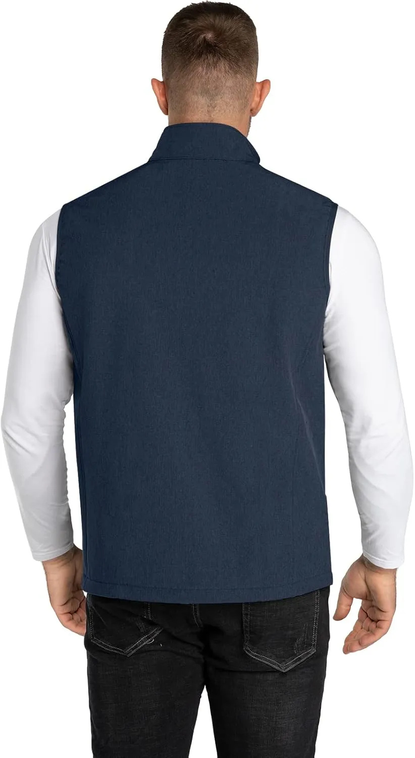 33,000ft Men's Lightweight Softshell Vest Outerwear Zip Up Fleece Lined Windproof Sleeveless Jacket for Golf Running Hiking