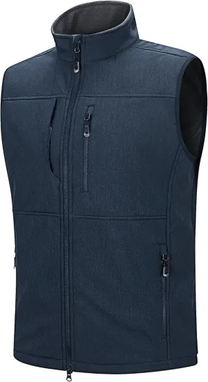 33,000ft Men's Lightweight Softshell Vest Outerwear Zip Up Fleece Lined Windproof Sleeveless Jacket for Golf Running Hiking