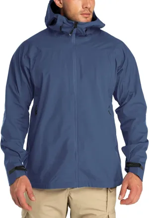 33,000ft Mens Rain Jacket, 3-Layer Performance Lightweight Rain Jackets Waterproof with Hood for Hiking Ski Sailing Cycling