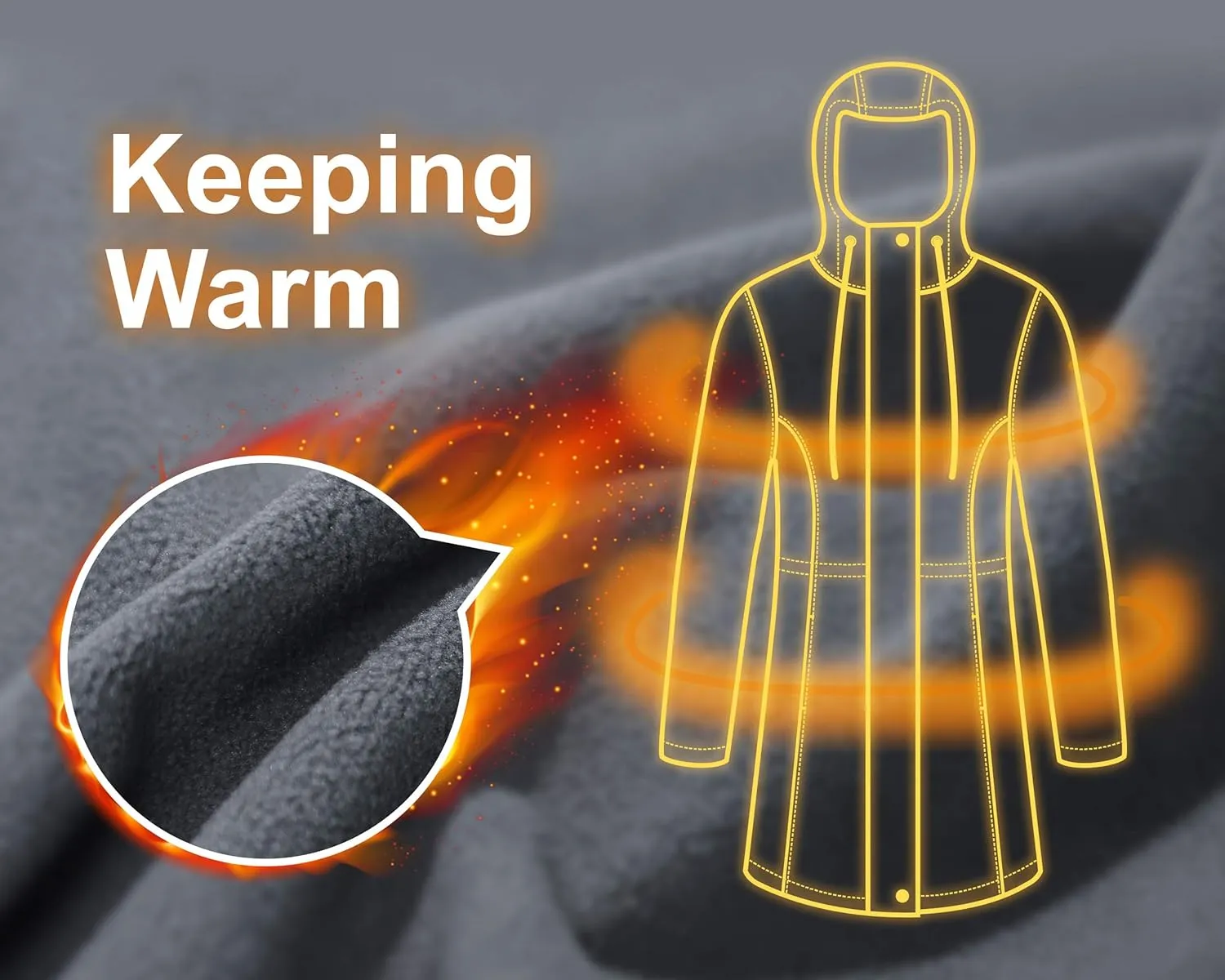 33,000ft Women's Softshell Long Jacket with Hood Fleece Lined Windproof Warm up Waterproof Windbreaker