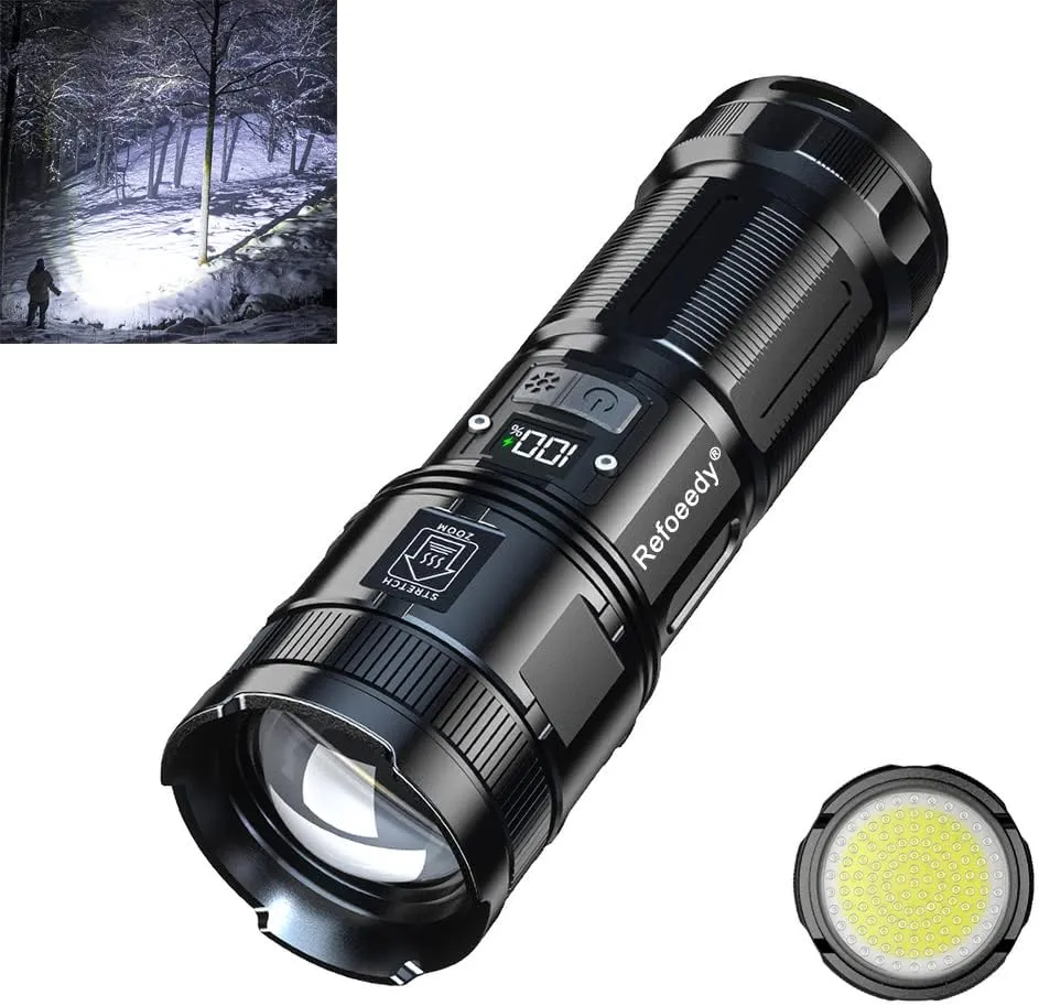 3500 Lumens Super Bright Dual Light Torch with COB Tail Light, Waterproof, 5 Modes, Powerful Handheld Torch for Mountaineering/Camping/Hiking/Searching/Outdoor Gear