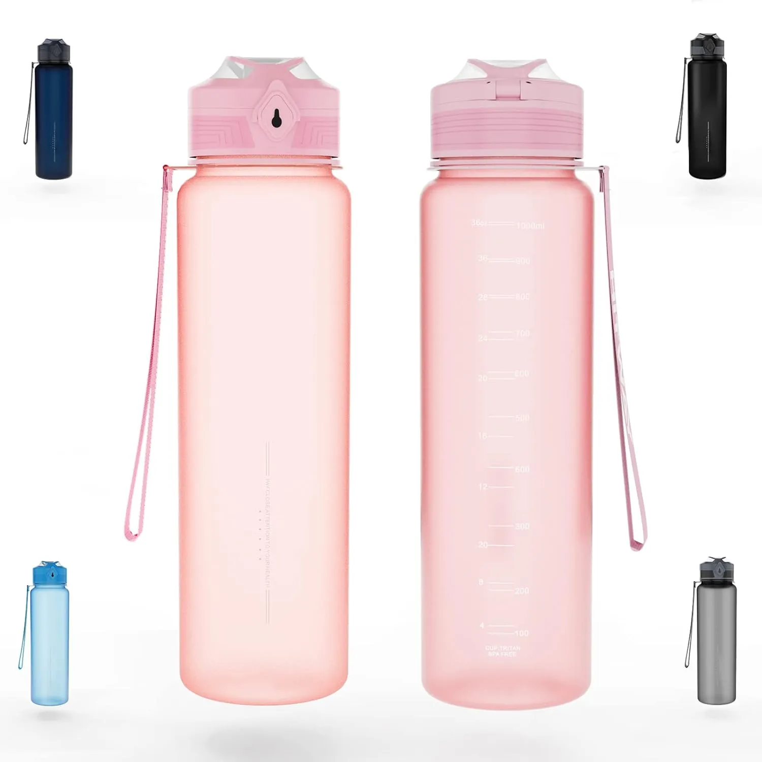 36 oz Sports Water bottle,BPA Free Drinks Water Bottles with Fruit Strainer,Leakproof Tritan BPA Free Non-Toxic Water Jug for Fitness,Gym,Sports,Outdoors,Cycling (pink)