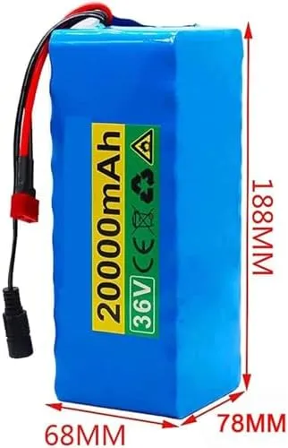 36V Ebike Battery,20Ah Lithium Li-ion Folding Bike Replacement Battery Pack,Electric Bicycles Motor with Charger XT60 Plug