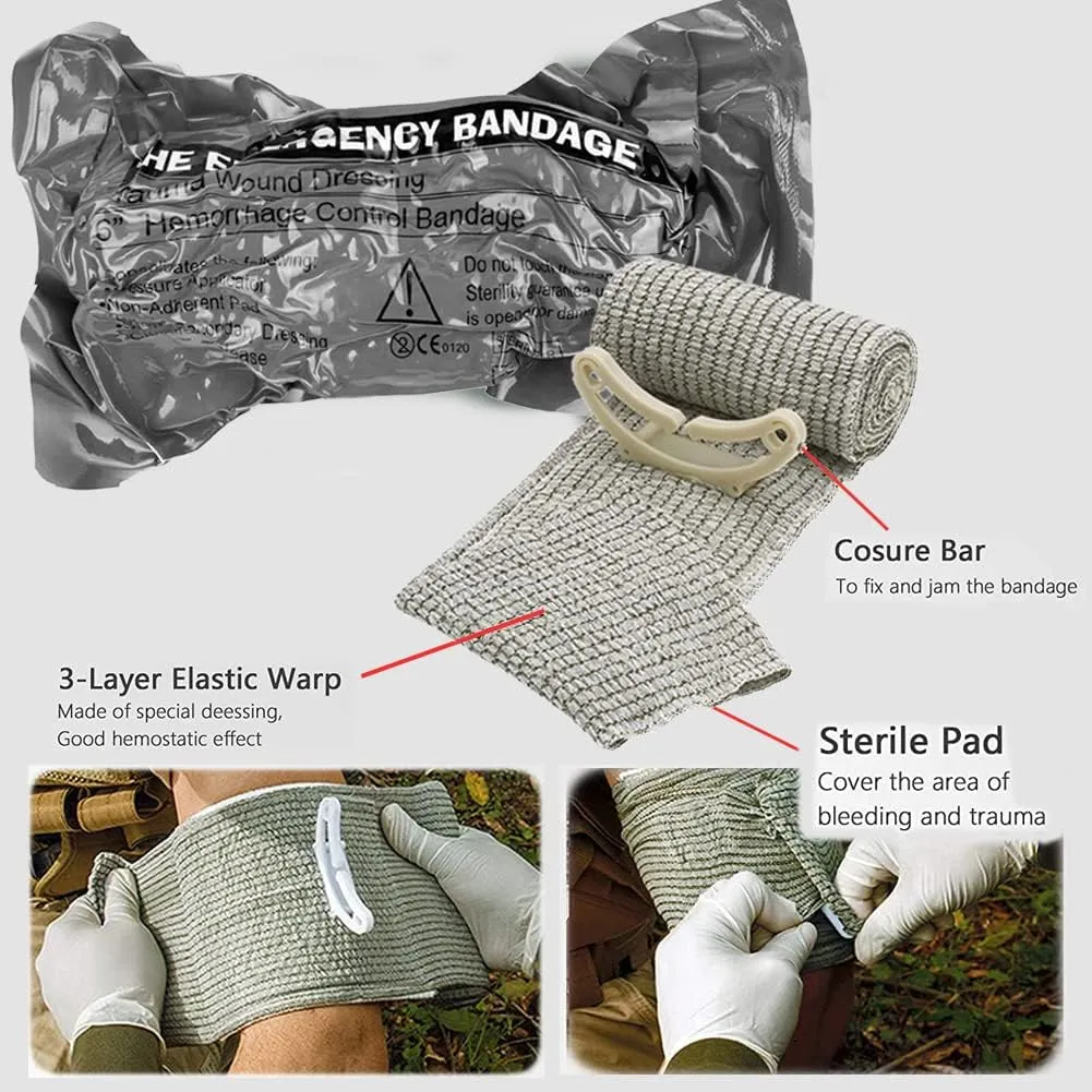 4‘’ Israeli Style Emergency Bandage, 4 inches Width, 60 inches Length (4 Inch-8Pcs)