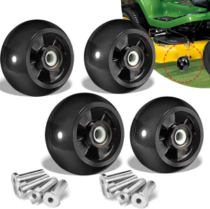 4 Pack AM125172 Plastic Deck Gauge Wheel Kit for John Deere 48", 54", 60", 62“, 72" Deck Lawn Tractor Mowers Wheel Kit, AM124706, 210-300