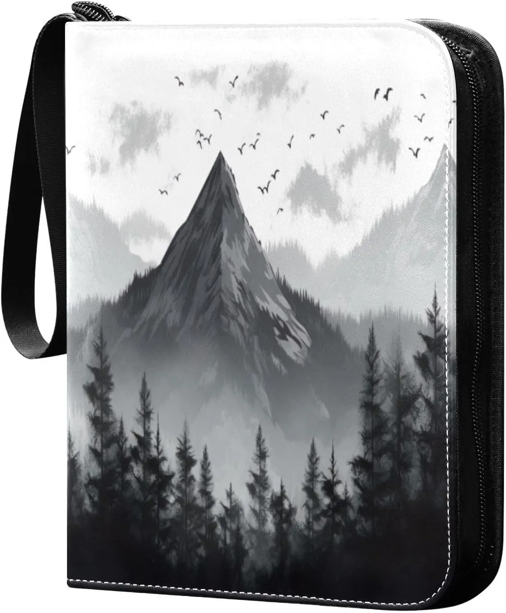 4 Pocket Card Binder with 50 Removable Sleeves Mountain Painting Trading Card Binder Collector Card Album for 400 Game Sports Cards
