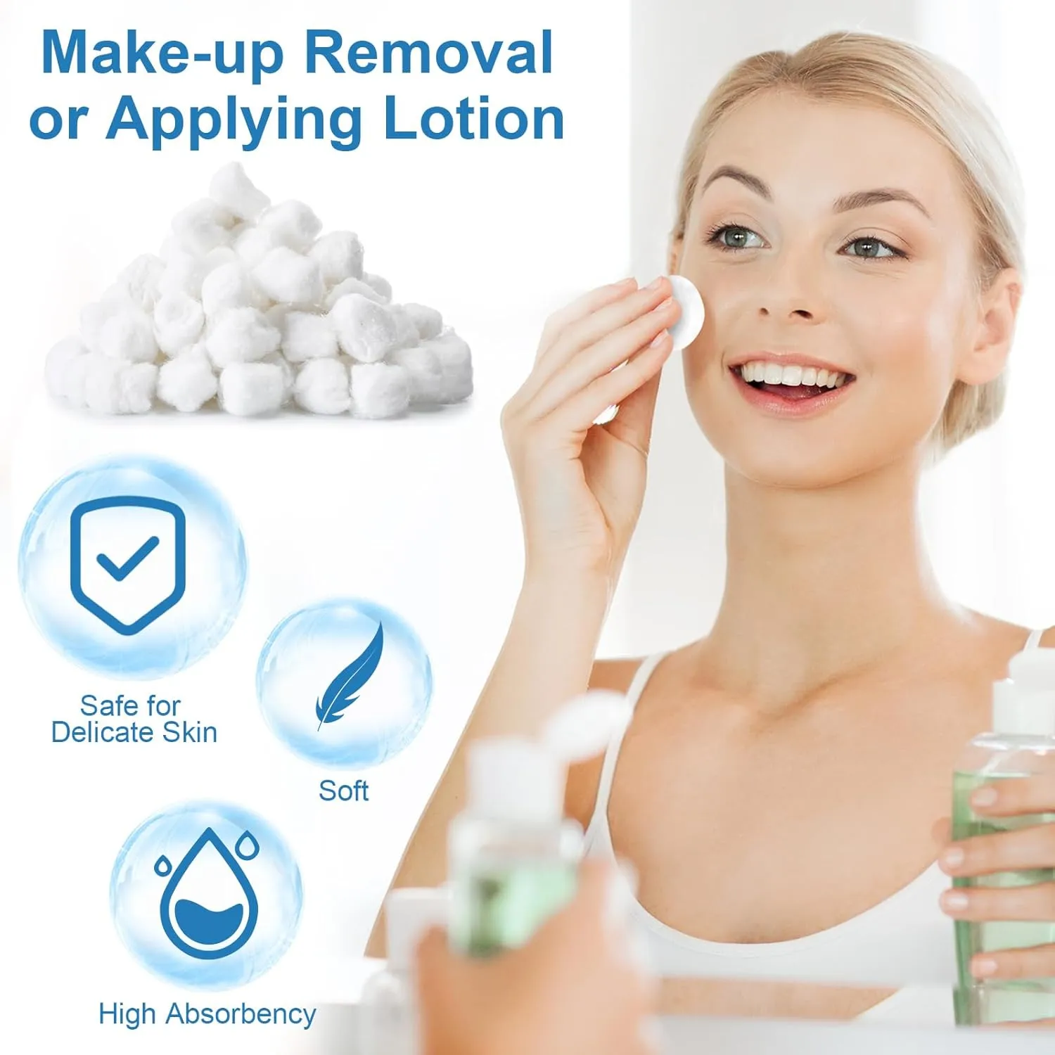 4000 Pcs Soft Cotton Ball Bulk Organic Medium Cotton Ball for Absorbent Multipurpose Pure Nail Polish Remover Makeup Removal First Aid Face Crafting Cleaning Skin Applying Lotion