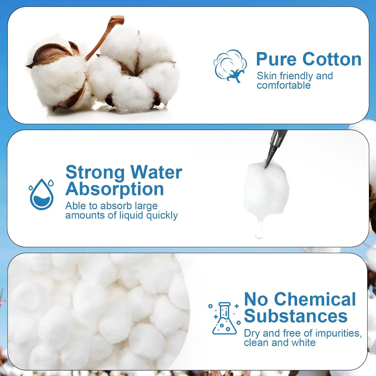 4000 Pcs Soft Cotton Ball Bulk Organic Medium Cotton Ball for Absorbent Multipurpose Pure Nail Polish Remover Makeup Removal First Aid Face Crafting Cleaning Skin Applying Lotion