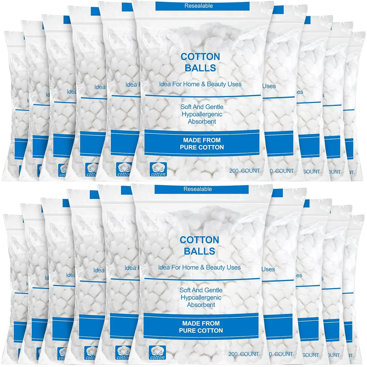 4000 Pcs Soft Cotton Ball Bulk Organic Medium Cotton Ball for Absorbent Multipurpose Pure Nail Polish Remover Makeup Removal First Aid Face Crafting Cleaning Skin Applying Lotion