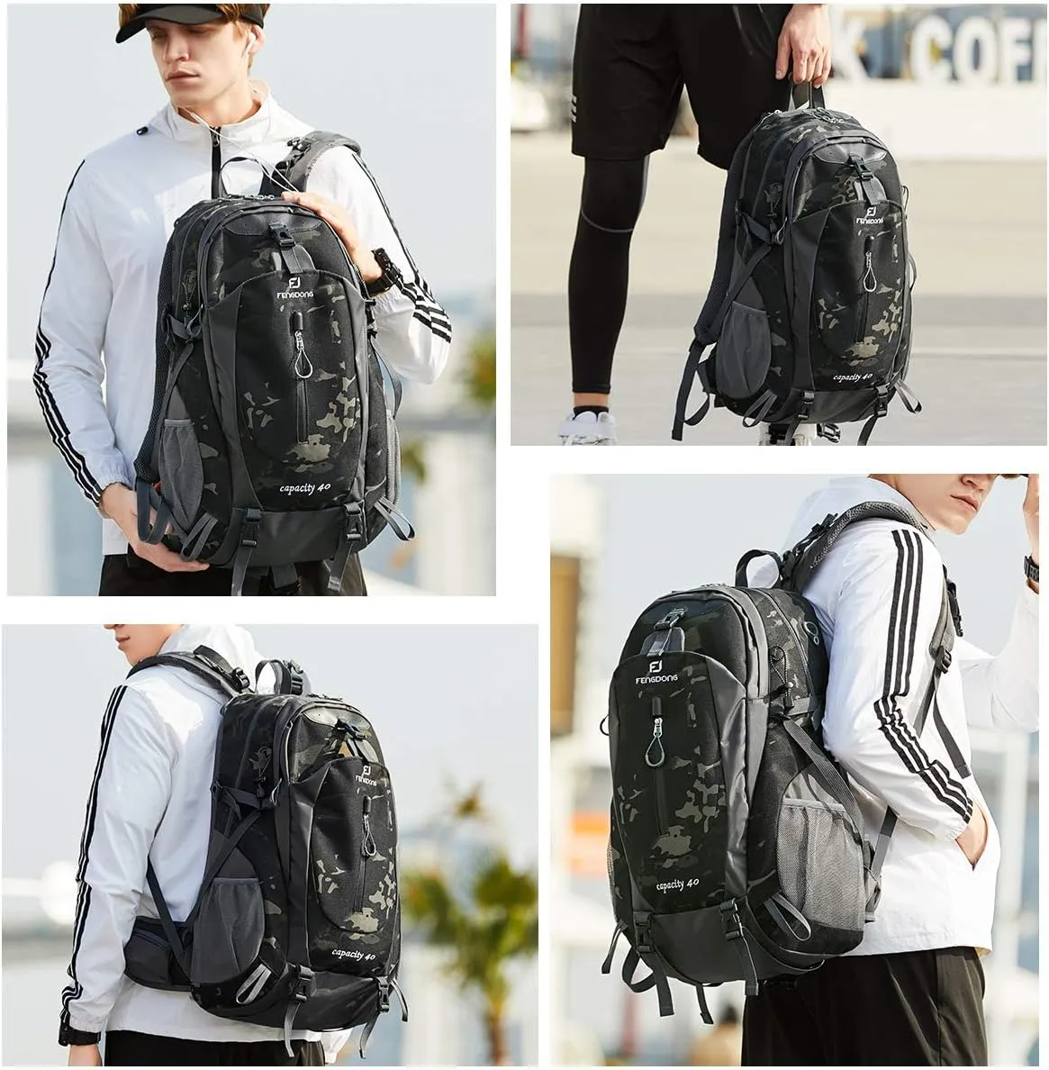 40L Waterproof Lightweight Hiking,Camping,Travel Backpack for Men Women (camo)