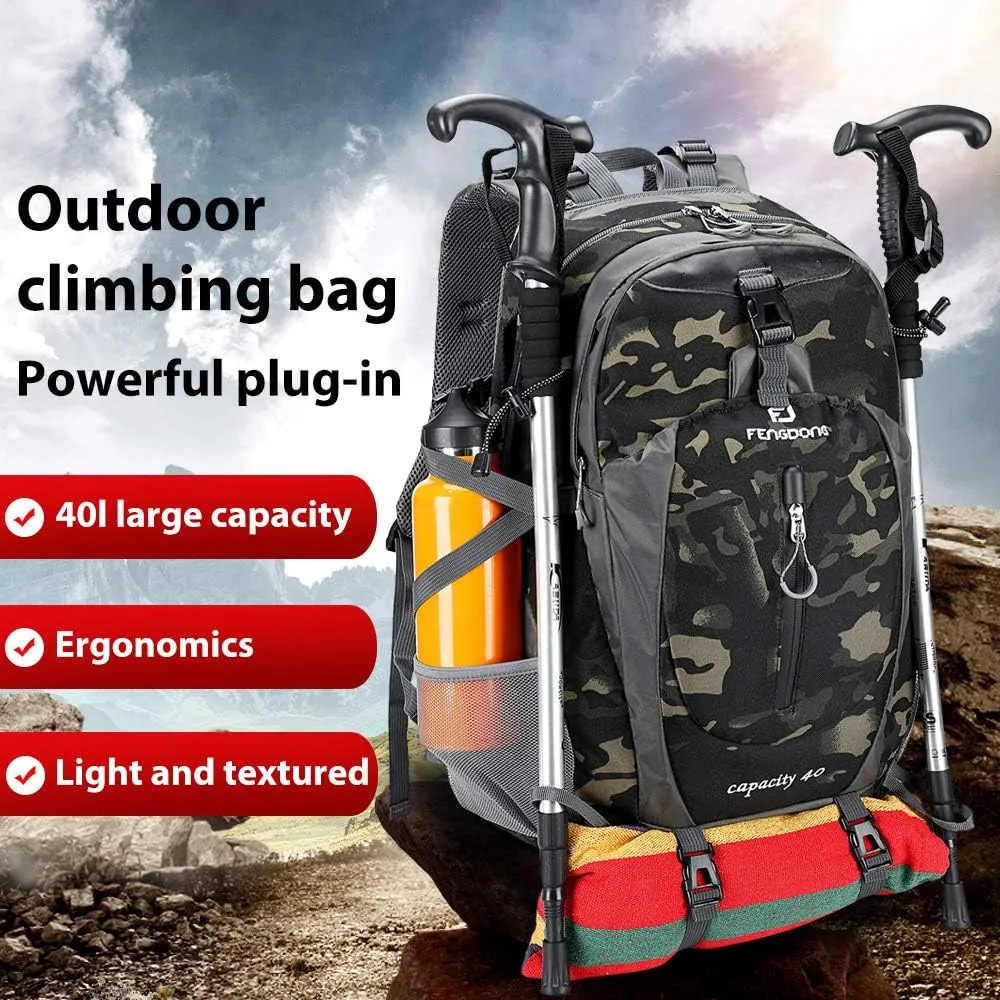 40L Waterproof Lightweight Hiking,Camping,Travel Backpack for Men Women (camo)