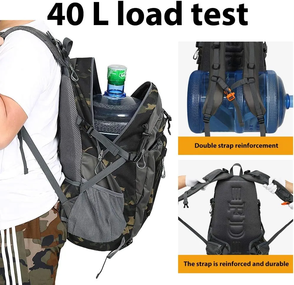 40L Waterproof Lightweight Hiking,Camping,Travel Backpack for Men Women (camo)
