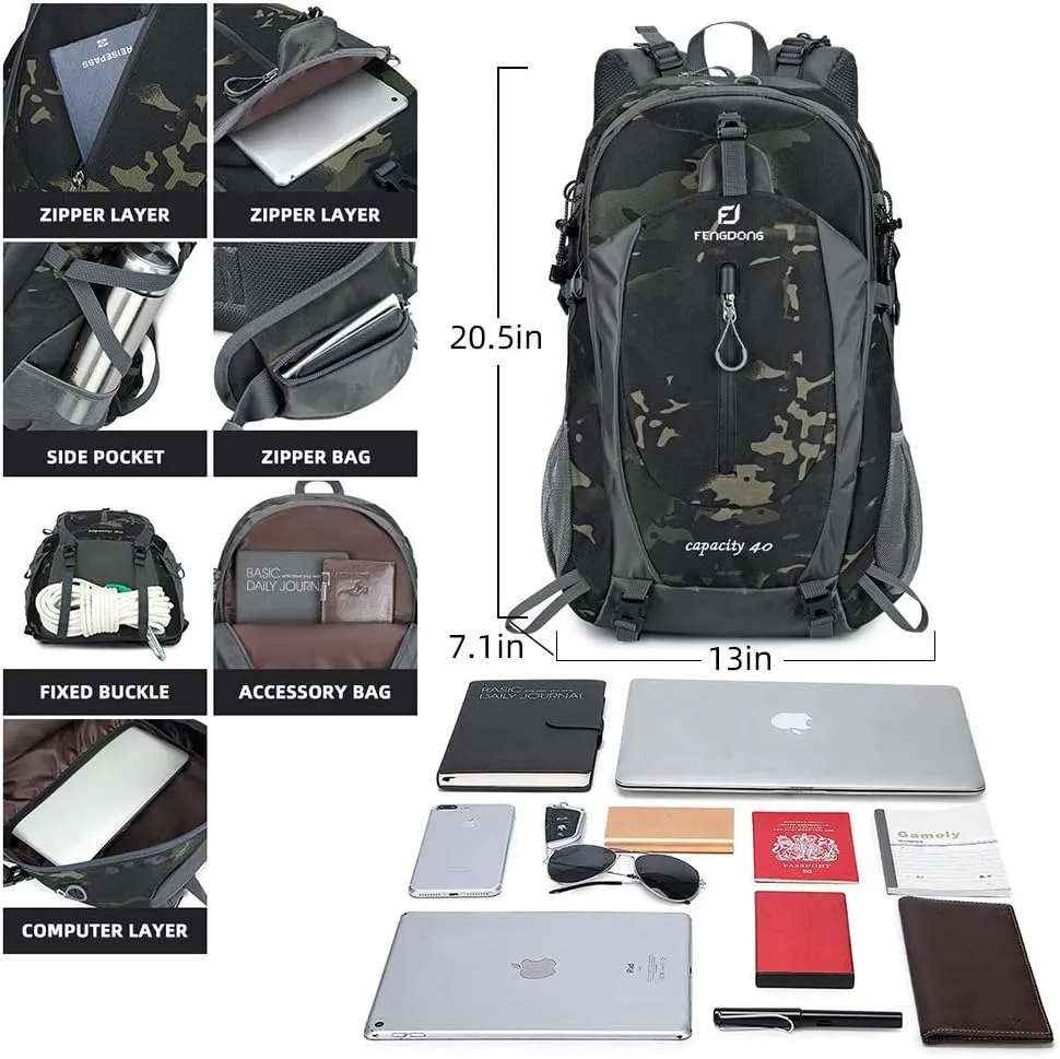 40L Waterproof Lightweight Hiking,Camping,Travel Backpack for Men Women (camo)