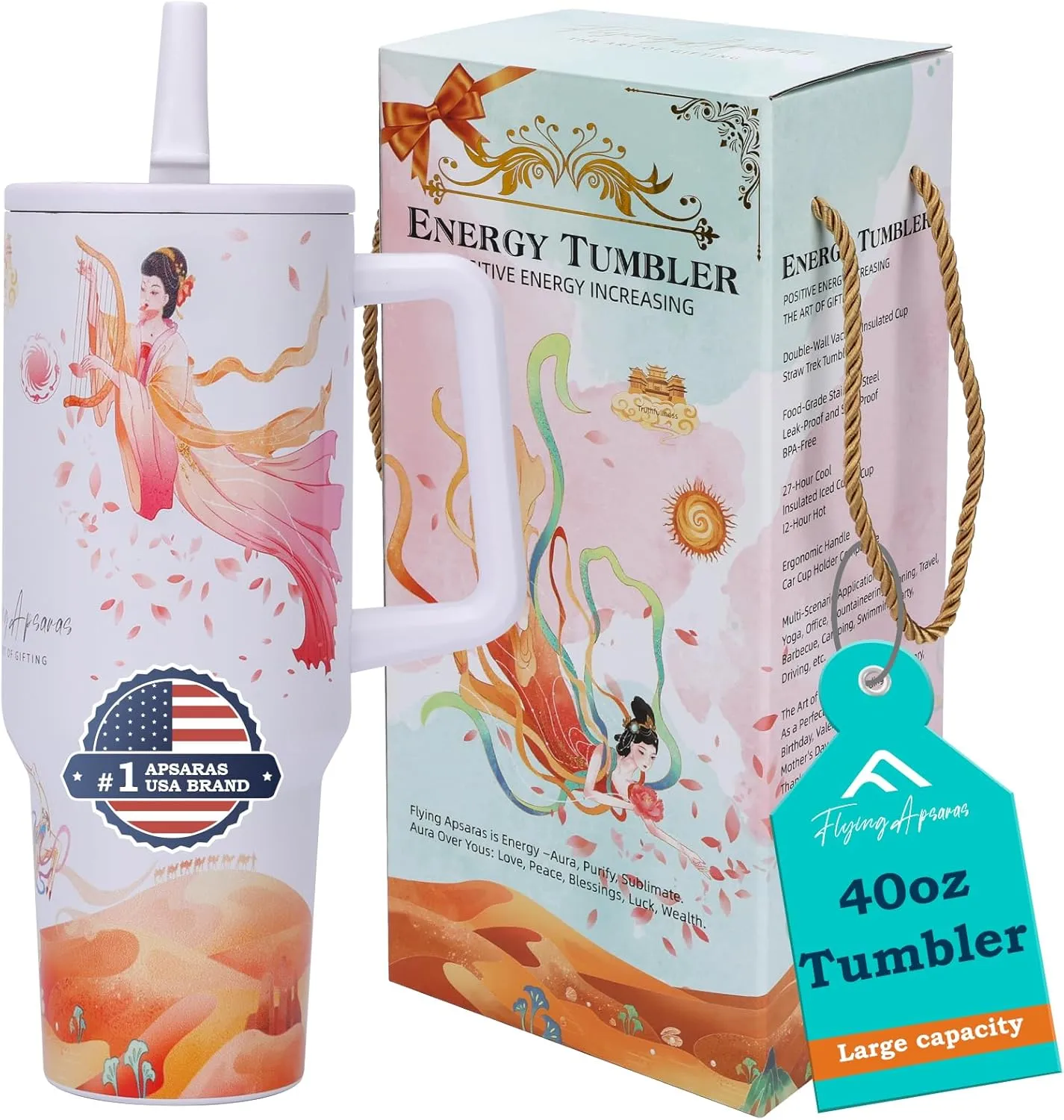 40oz Spill Proof Tumbler with Handle and Straw，Water Bottle with Straw，Cups with Lids and Straws，Stainless Steel Water Bottles，Insulated Cup- Travel mug,coffee mug