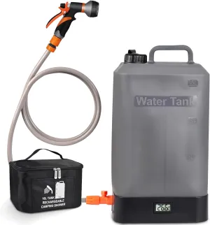 4.5 gallon/16L Silicone Water Tank,Portable Outdoor Shower,Electric Shower,8 Types of Multifunctional Shower Heads,Using Solar Heating Temperature Display,Suitable for Camping,Beach,and Hiking