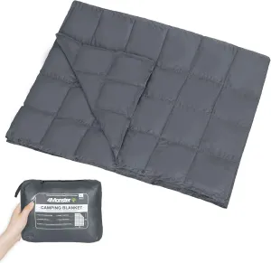 4Monster Packable Camping Blanket Lightweight,Compact Camping Quilt Water-Resistant, Wearable Warm Alternative Camping Blanket for Airplane, Hiking, Backpacking, Stadium,Beach