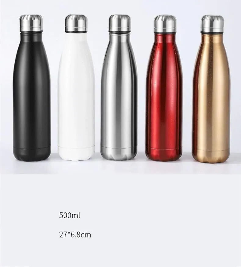 500ML Kettle, Double-layer Stainless Steel Sports Water Bottle, Suitable For Outdoor Travel And Camping(Black)