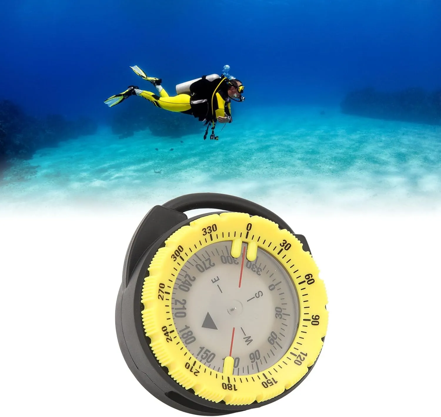 50M Underwater Diving Compass, Diving Deluxe Wrist Compass, Luminous Magnetic s Pipe Clamp Diving Compass for Scuba Diving Water Sports, Underwater Navigation Tool
